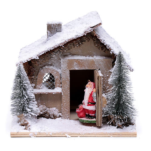 Father Christmas house 20x20x20 cm with movement 1