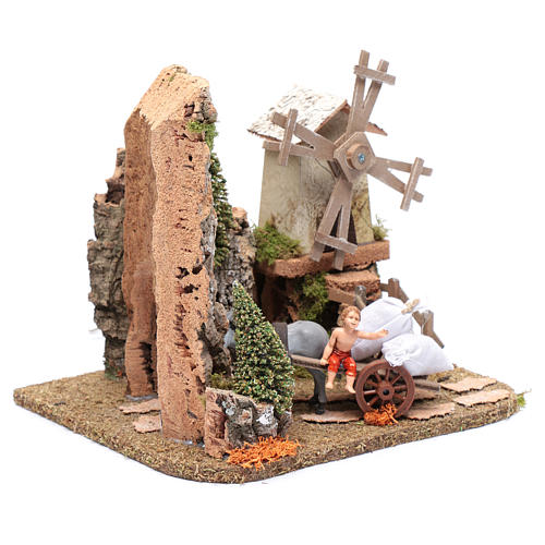 Nativity scene windmill with cart 20x25x20 cm 3