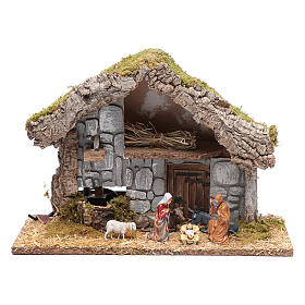 Étables crèche et Grottes: Cabane avec fontaine 26x37x15 cm