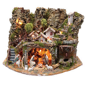 Casas, ambientaciones y tiendas: Pueblo con fuente, fuego y luces 40x60x40 cm