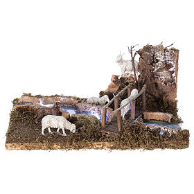 Bridges, streams and fences for Nativity scene: River section with flock 15x25x20 cm