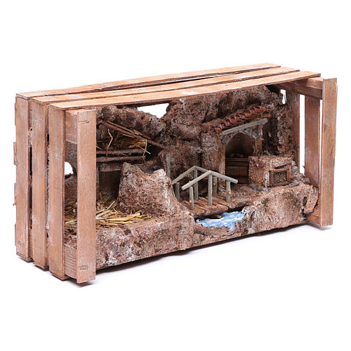 cave in wooden box for nativity scene 20x35x15 cm 7