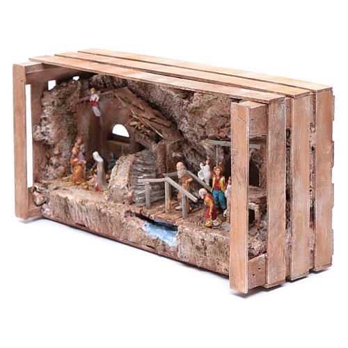 cave in wooden box for nativity scene 20x35x15 cm 2