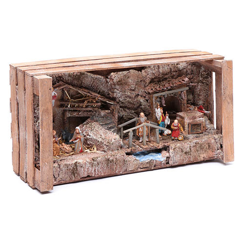 cave in wooden box for nativity scene 20x35x15 cm 3