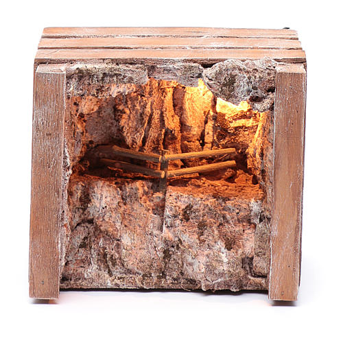 cave with trough in wooden box 15x20x15 cm 5