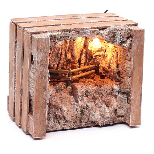 cave with trough in wooden box 15x20x15 cm 7