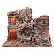 Illuminated nativity scene cave with fountain and stairs 35x50x30 cm s1