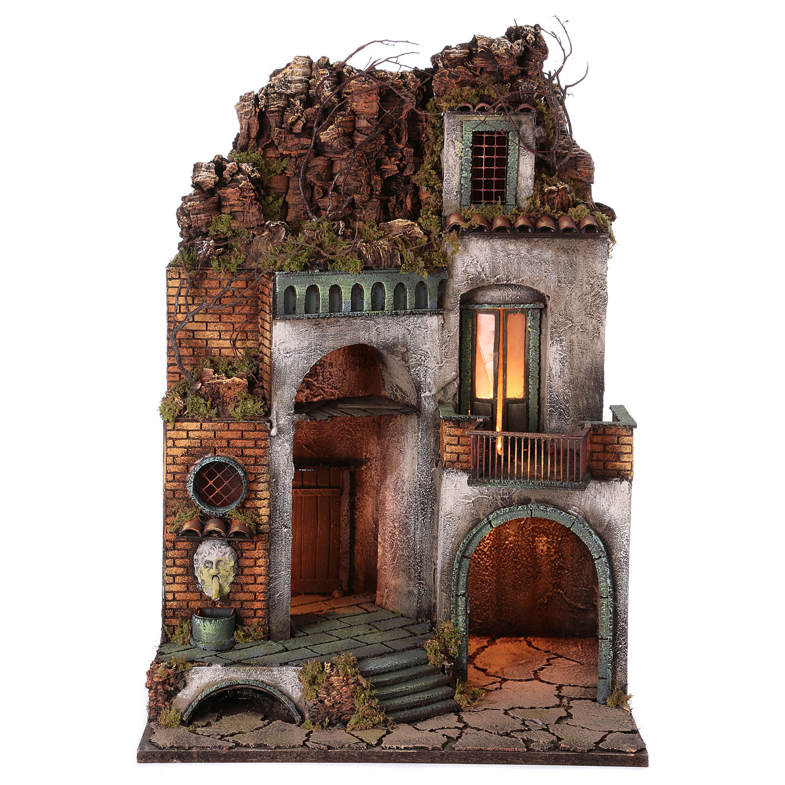 Illuminated Nativity Scene Village With Arched Trough Online