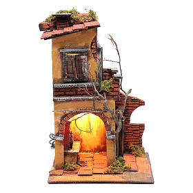 House with double arch for nativity scene setting 30x20x20 cm