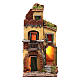House with round balcony and light for nativity scene setting s1
