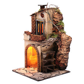 House with canopy and light for nativity scene 30x20x20 cm