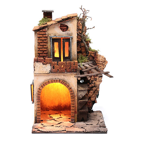 House with canopy and light for nativity scene 30x20x20 cm 1