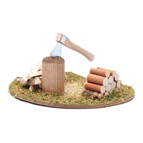 Axe and trunks to cut nativity scene accessory 2