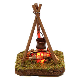 Nativity scene setting 10x10x10 cm pot on campfire 4,5 V