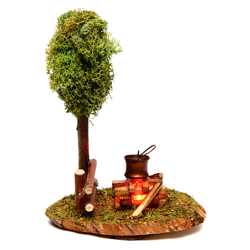 Feuerlager mit Topf und Baum 1