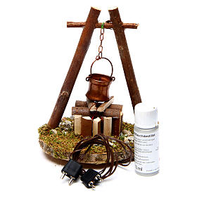 Ambientación fogata olla sobre base madera | venta online en HOLYART