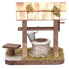 Well under canopy with movable bucket - nativity scene accessory