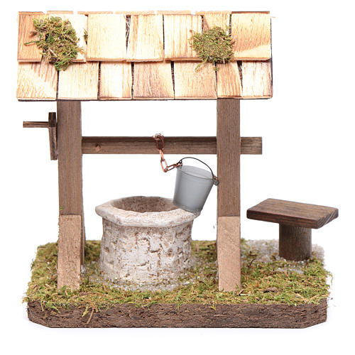 Well under canopy with movable bucket - nativity scene accessory 4