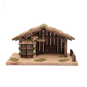 Nativity scene accessory 25x50x25 cm stable with room suitable for 10 cm statues