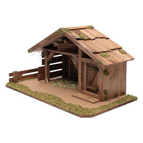 Nativity scene accessory 30x55x30 cm stable suitable for 12 cm statues