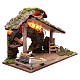 Nativity scene hut with logs and cart 35x50x25 cm s3