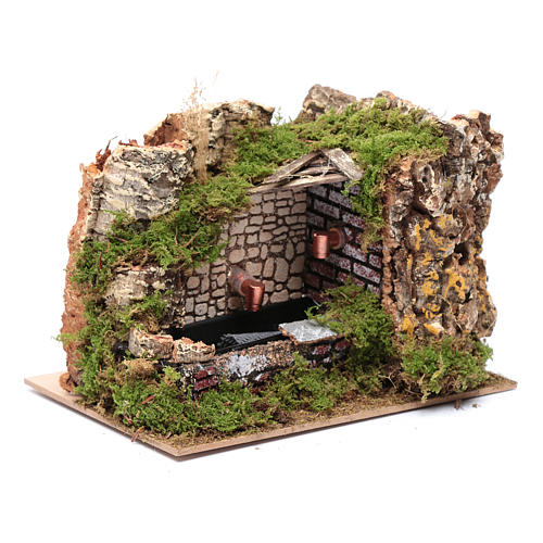 Nativity scene setting fountain with pump and rocky wall 15x20x15 cm 3