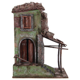 Casetta con portico e scale 40x30x20 presepe 12 cm