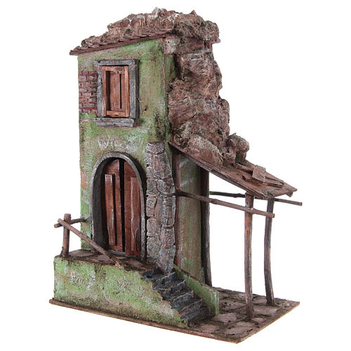 Nativity scene house with stairs and porch 40x30x20 cm 2