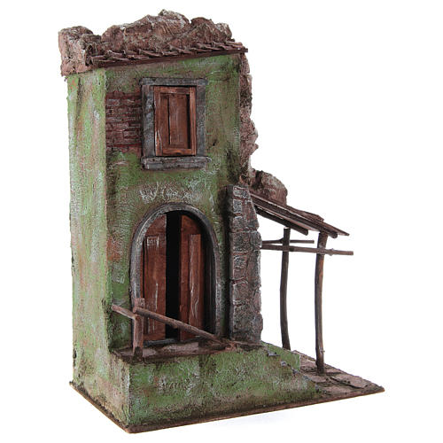 Nativity scene house with stairs and porch 40x30x20 cm 3