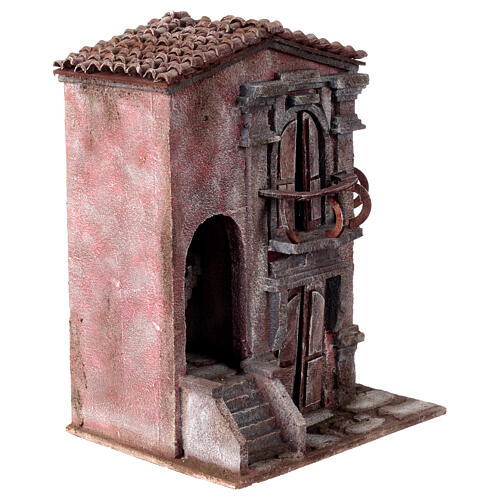 Little nativity scene house with staircase  35x30x20 cm 4