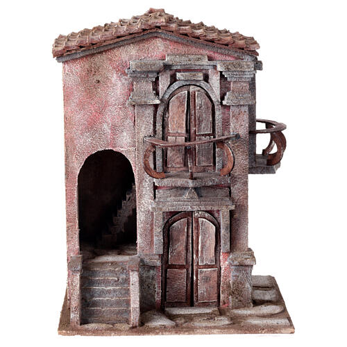 Little nativity scene house with staircase  35x30x20 cm 1