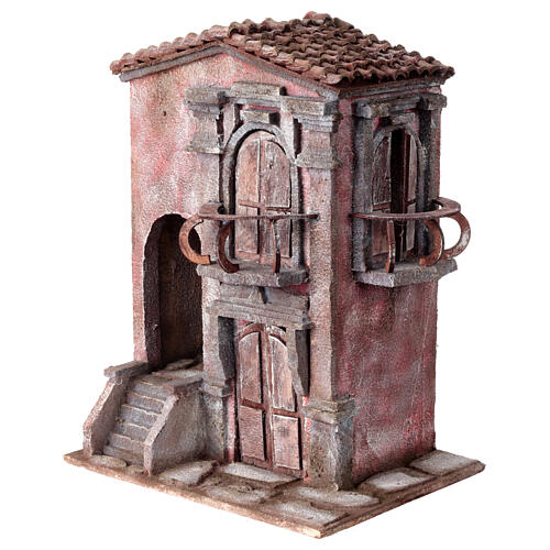 Little nativity scene house with staircase  35x30x20 cm 2