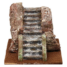 Settings, houses, workshops, wells: Ancient nativity scene staircase 10x15x20 cm