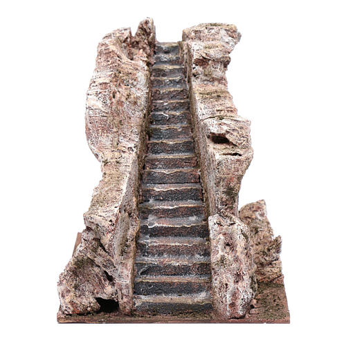 Escalier ancien type roche crèche 19x18x23 cm 1