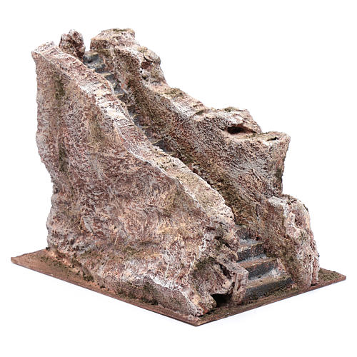 Escalier ancien type roche crèche 19x18x23 cm 2