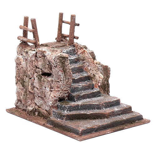 Nativity scene stairway with little square 15x15x20 cm 3