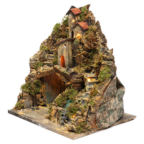 Village with hut, lights and a water pump 35x30x25 cm for Neapolitan nativity scene 2