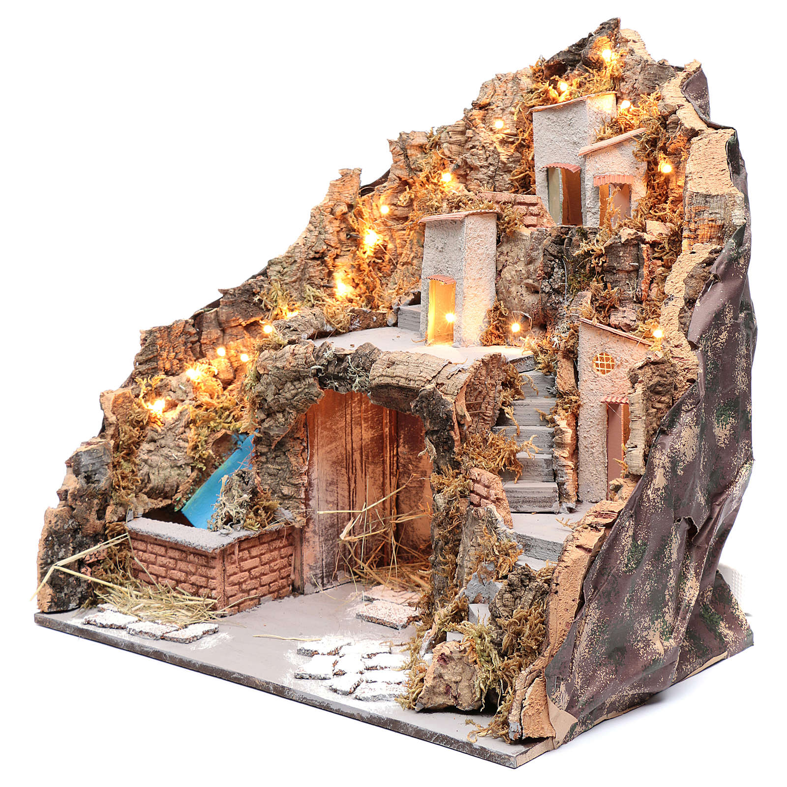 Neapolitan nativity scene setting 45x45x30 cm with pump online sales