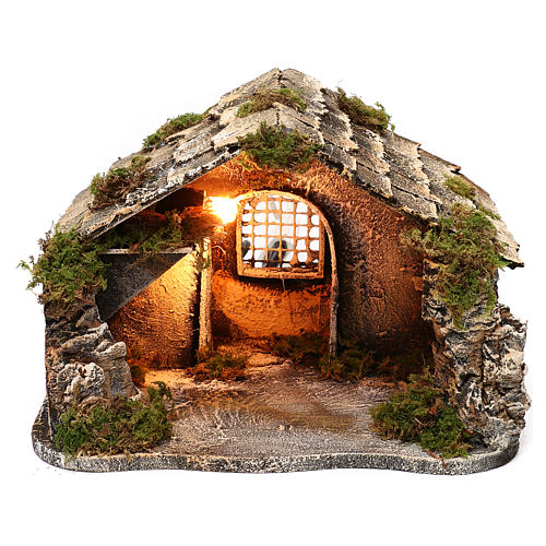 Neapolitan nativity scene hut 35x25x20 cm 1