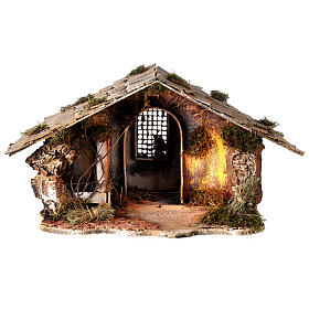 Capanna presepe napoletano 25x40x35 cm con luce e arco