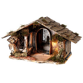 Capanna presepe napoletano 25x40x35 cm con luce e arco