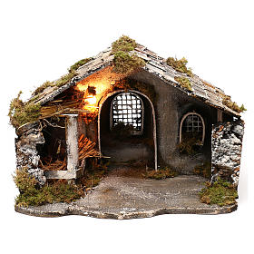 Szopka neapolitańska: Stajenka szopka neapolitańska 25x40x35 cm ze światłem i łukiem