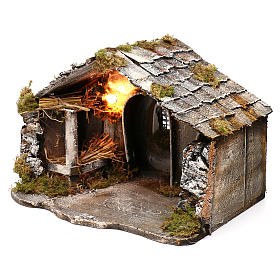 Szopka neapolitańska: Stajenka szopka neapolitańska 25x40x35 cm ze światłem i łukiem