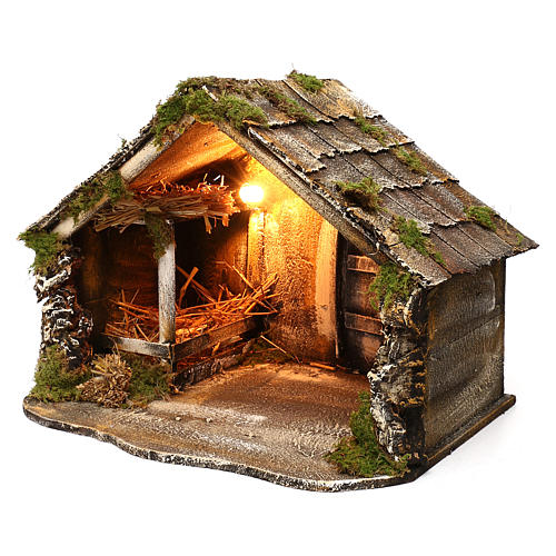 Hut with pointed roof and trough 50x40x35 cm for Neapolitan nativity scene 2