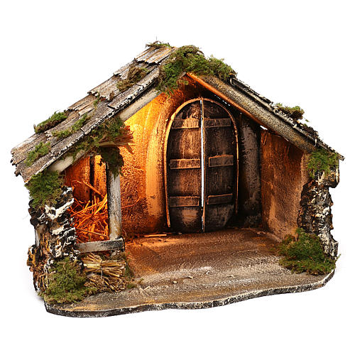 Hut with pointed roof and trough 50x40x35 cm for Neapolitan nativity scene 3