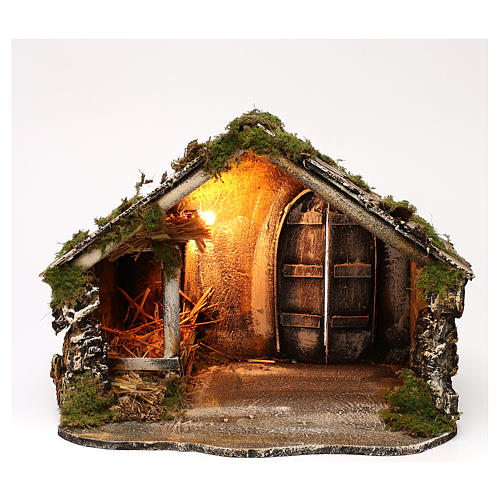 Hut with pointed roof and trough 50x40x35 cm for Neapolitan nativity scene 1