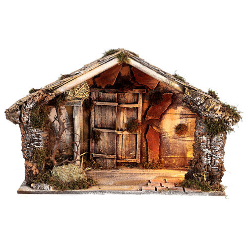 Hut with trough and light 45x60x50 cm for Neapolitan nativity scene 1