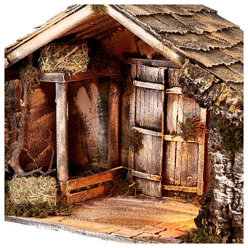 Hut with trough and light 45x60x50 cm for Neapolitan nativity scene 2