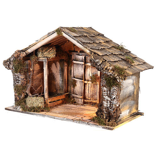 Hut with trough and light 45x60x50 cm for Neapolitan nativity scene 3