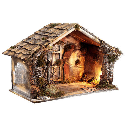 Hut with trough and light 45x60x50 cm for Neapolitan nativity scene 4